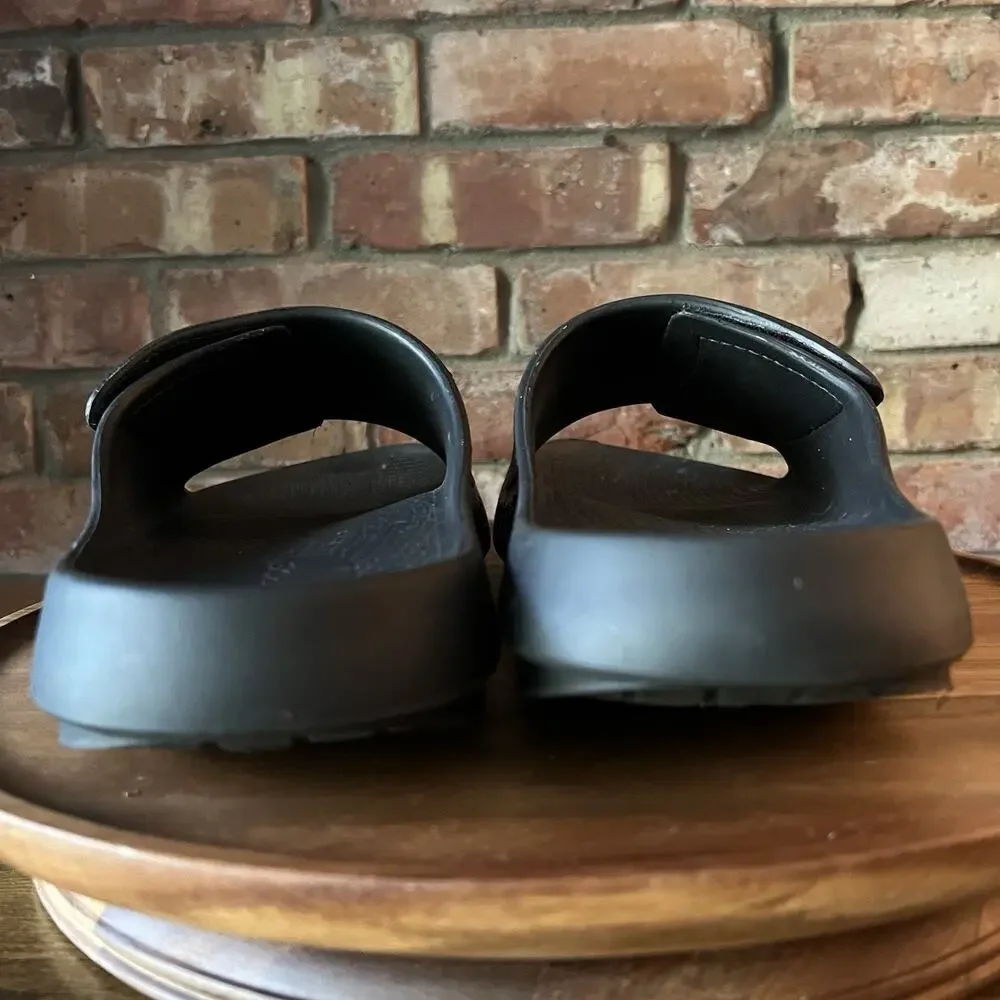 OOFOS OOahh Sport Flex Recovery Slides Black Labyrinth Pattern Men's 13 Sandal